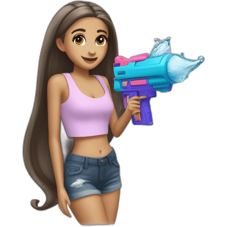 Ariana grande with a water gun emoji