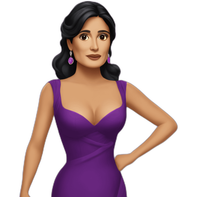 salma hayek purple dress emoji