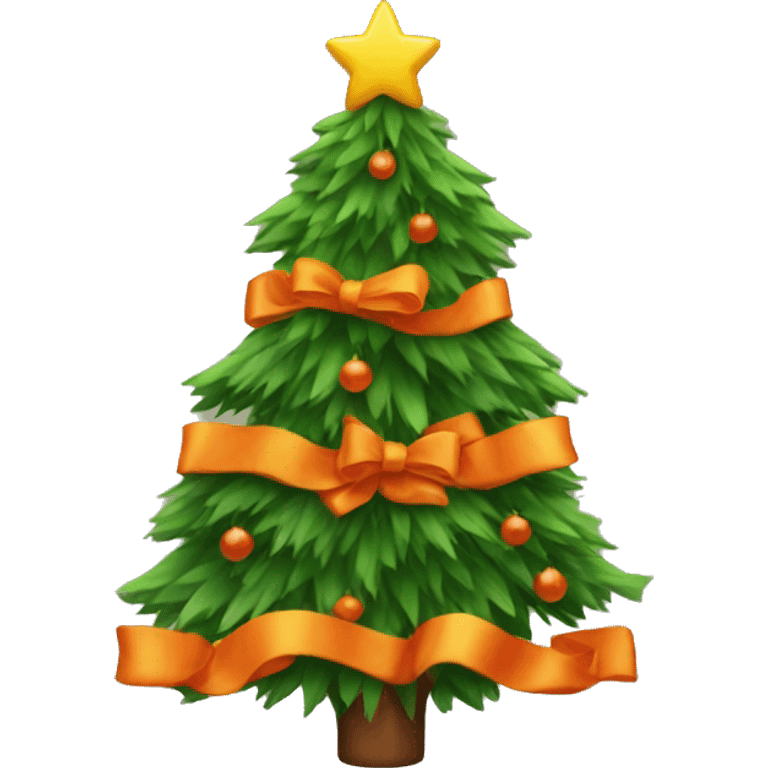 A Christmas tree with orange bows on it emoji