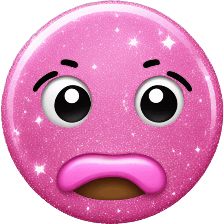 Pink sparkling glitter poop emoji closed mouth emoji