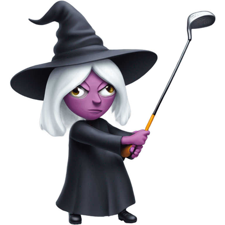 Evil Witch swinging a golf driver emoji