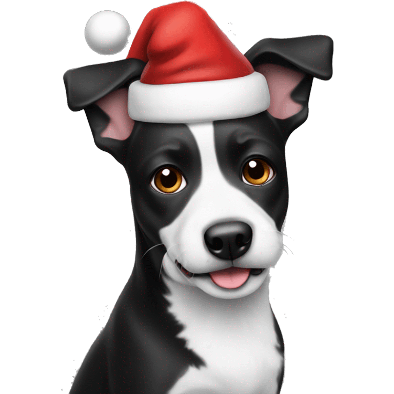 black and white dog with santa hat emoji