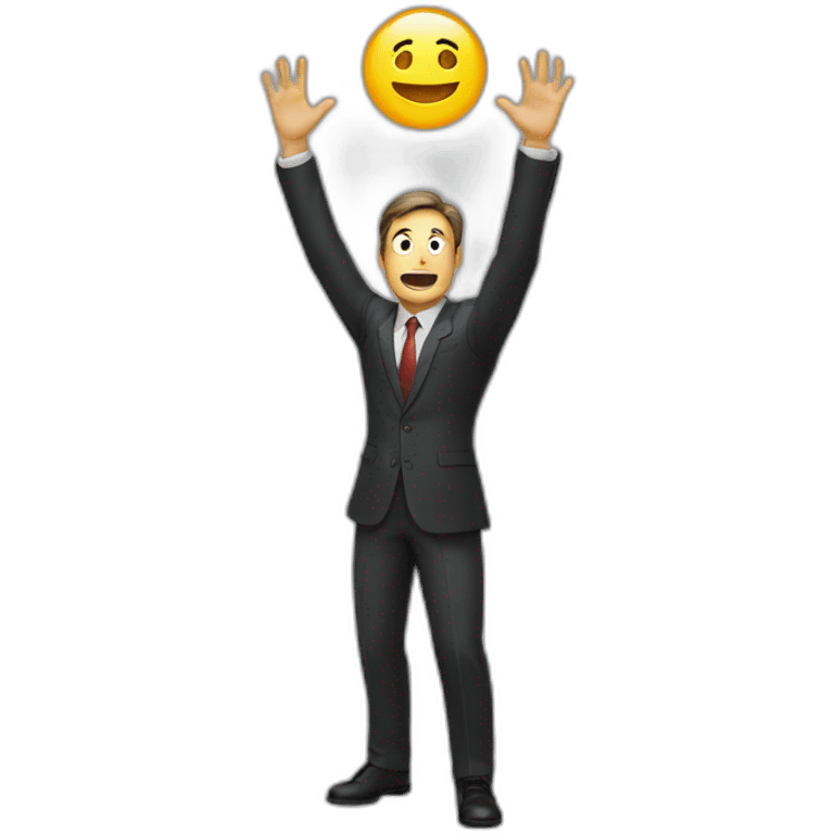 man in suit arms in the air summoning something emoji