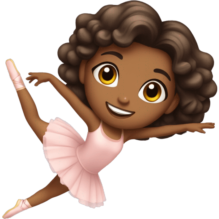 cute brown girl doing ballet  emoji