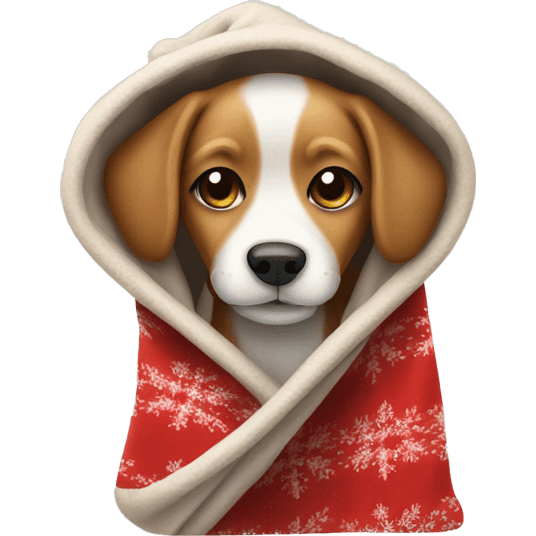 Cute christmas dog in blanket emoji