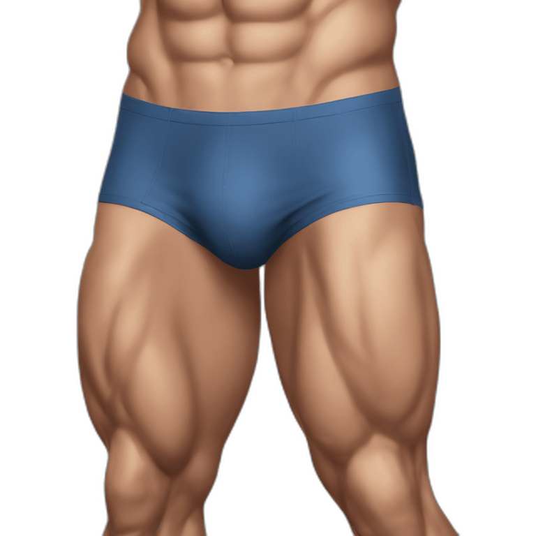 Brunette muscular male bulge bikini realistic emoji