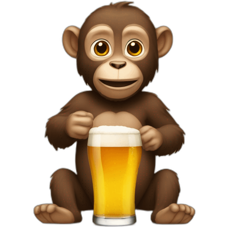 un singe qui boi une biere emoji