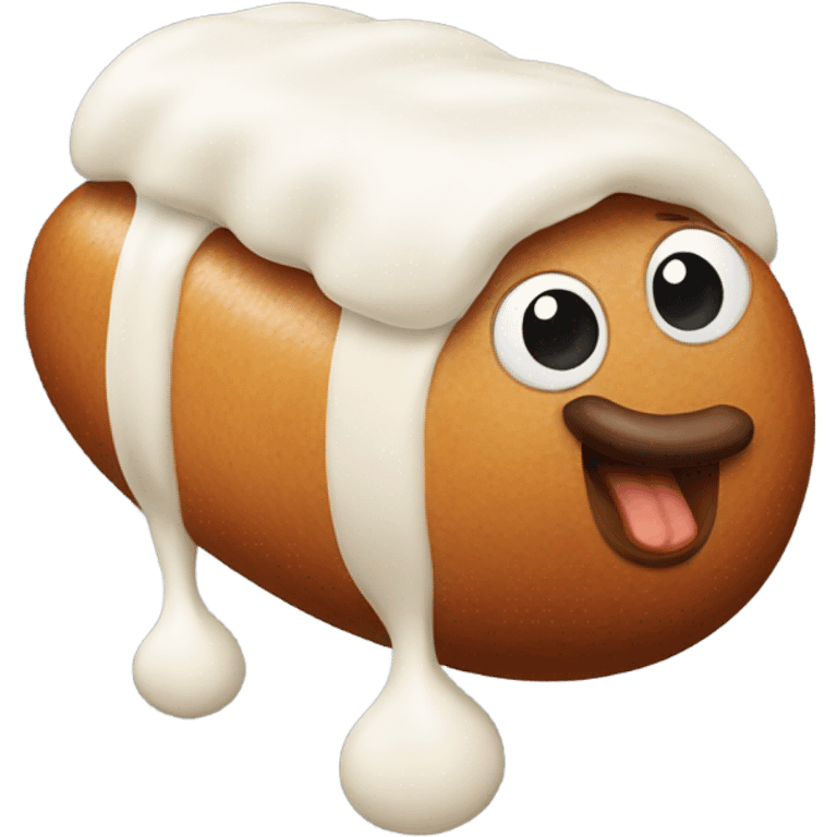 A sausage with white stuff on the top emoji