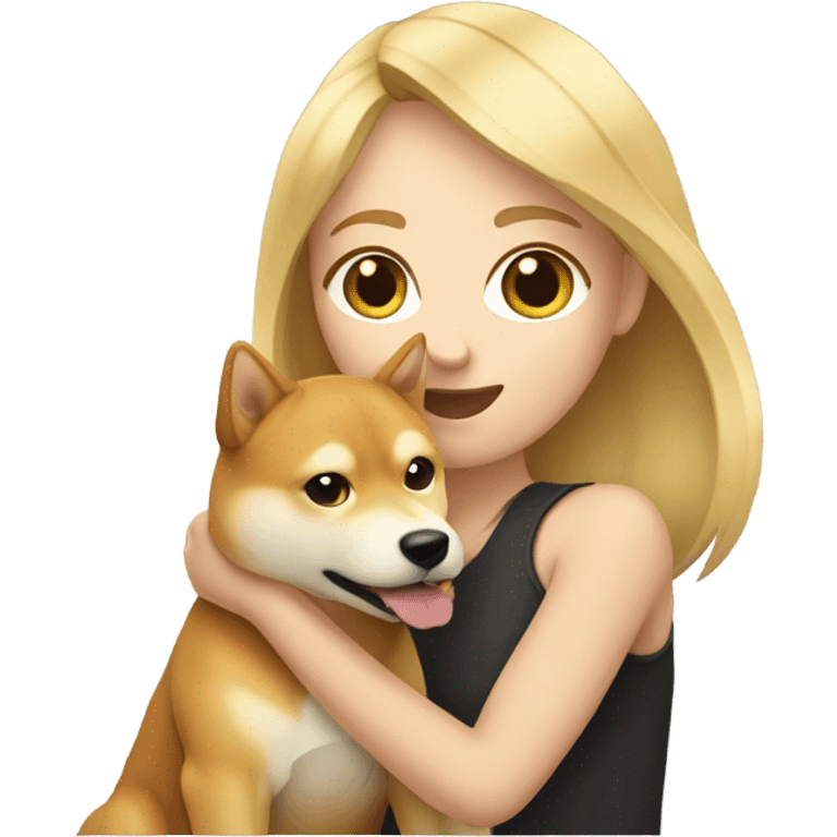 blonde girl with shiba inu emoji