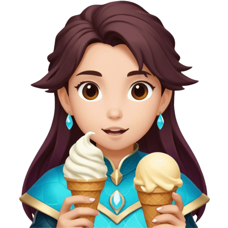 Rayla de la serie el príncipe dragón comiéndose un helado emoji