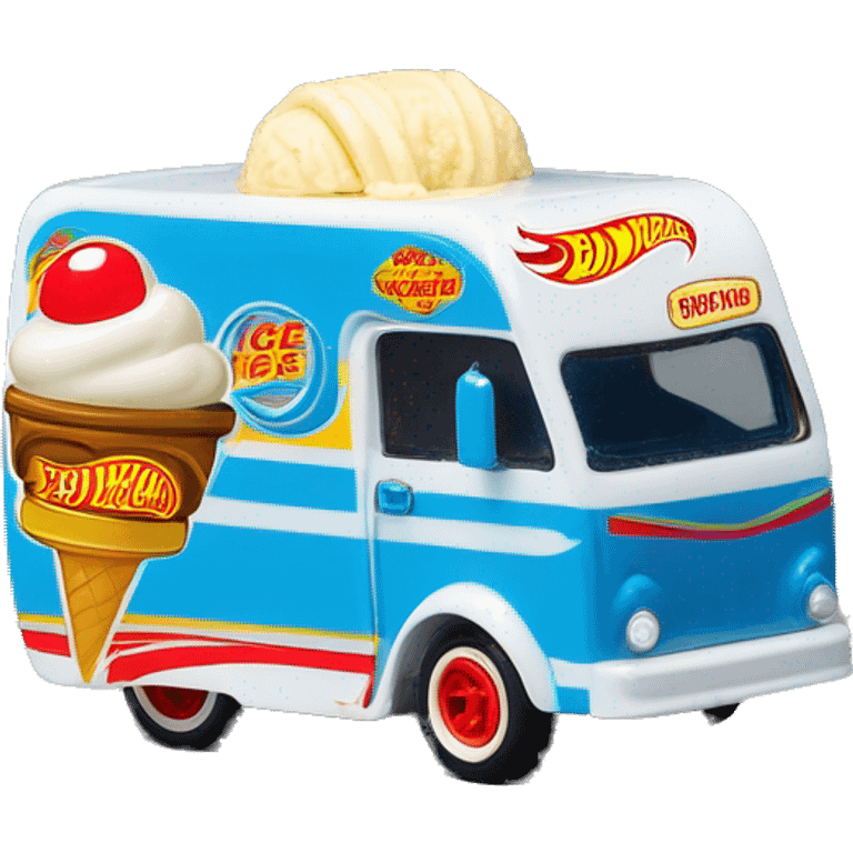 Hot wheels style, 1971, good humor ice cream caravan, blue,  emoji