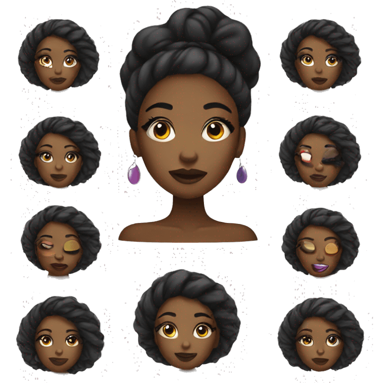 Black woman doing makeup emoji