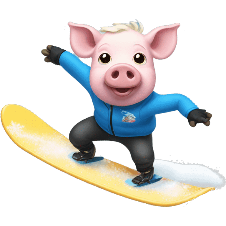 pig snow surfing emoji