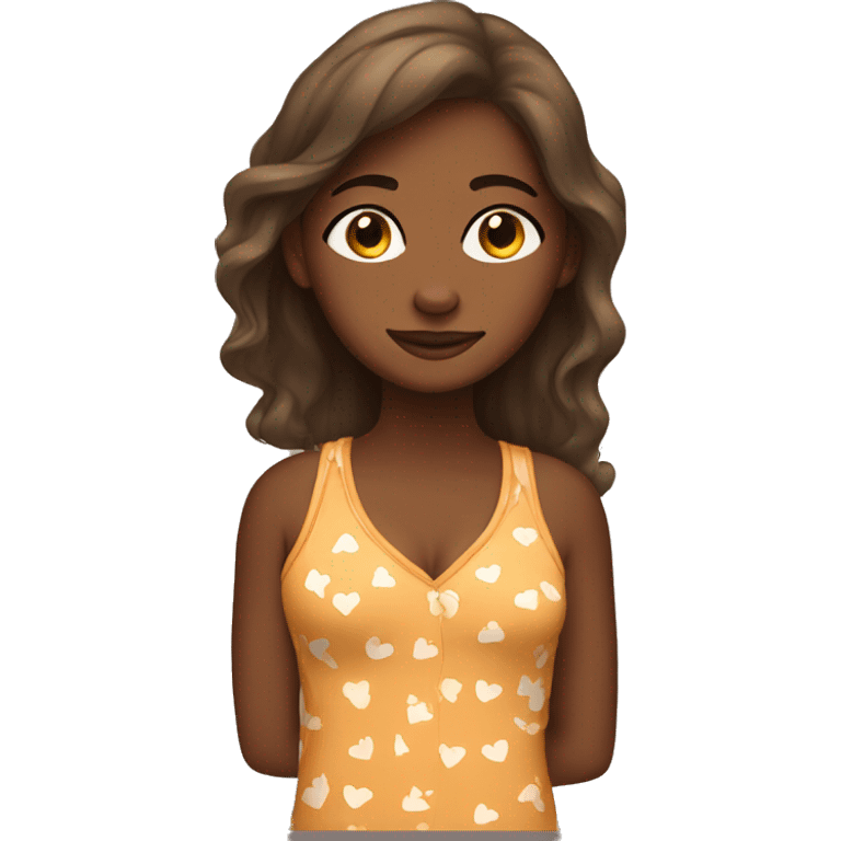 A brown skin girl wearing pajamas emoji