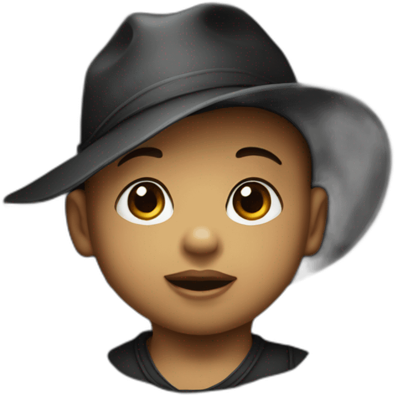 Baby dit with a black hat emoji