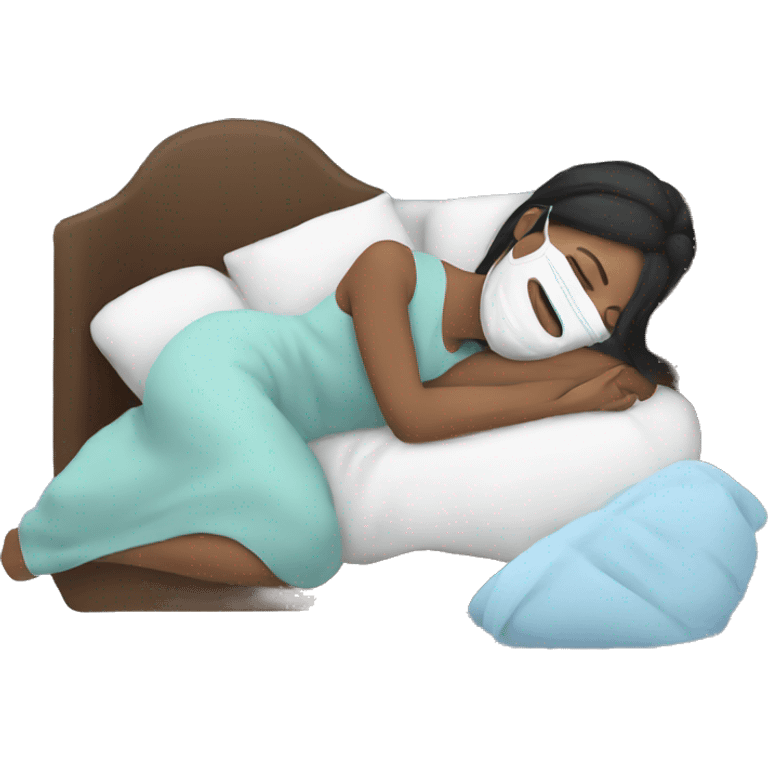 woman sleeping with facemask emoji