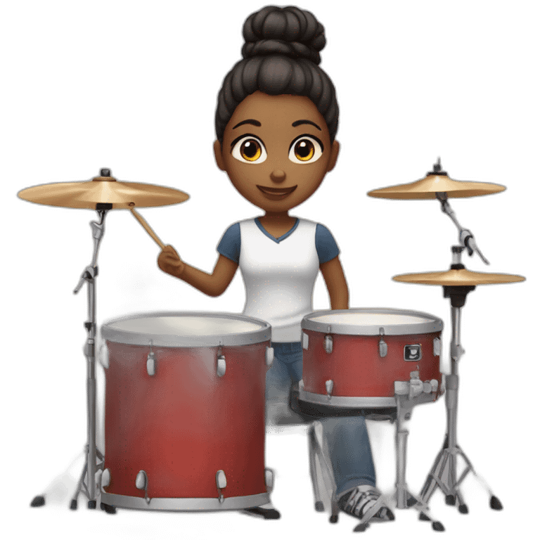 Hair bun girl playing drums emoji