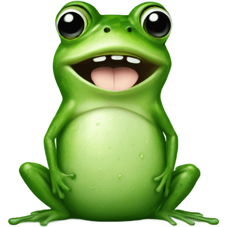 Frog with a cucumber emoji