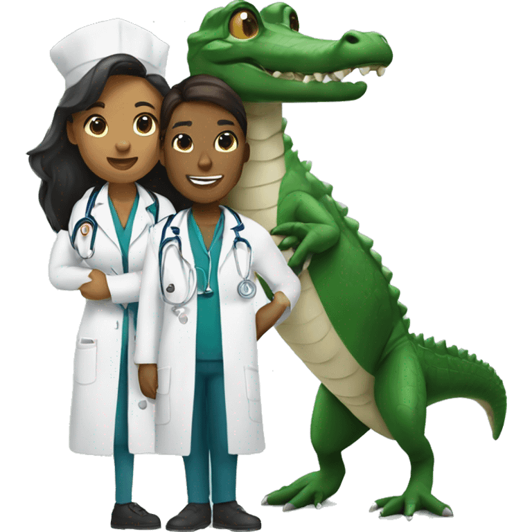 Alligator with female doctor emoji