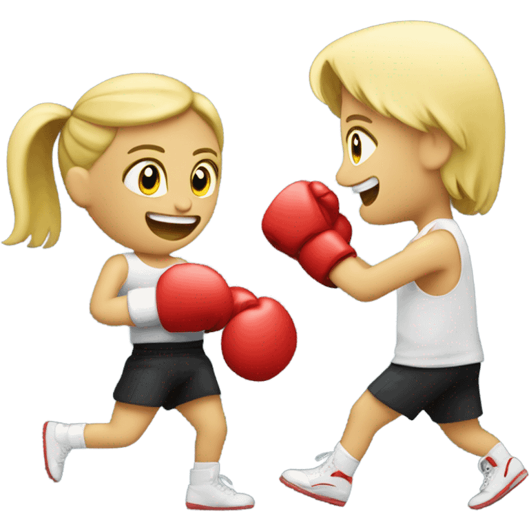 Blond girl winning boxing match against a man emoji