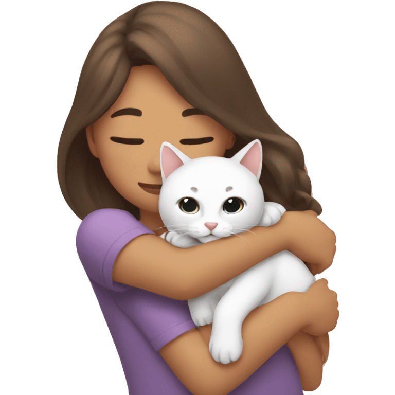 girl hug cat emoji