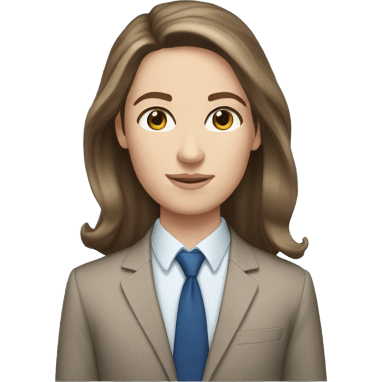 white girl brown hair shoulder length age 40 blue eyes office man emoji