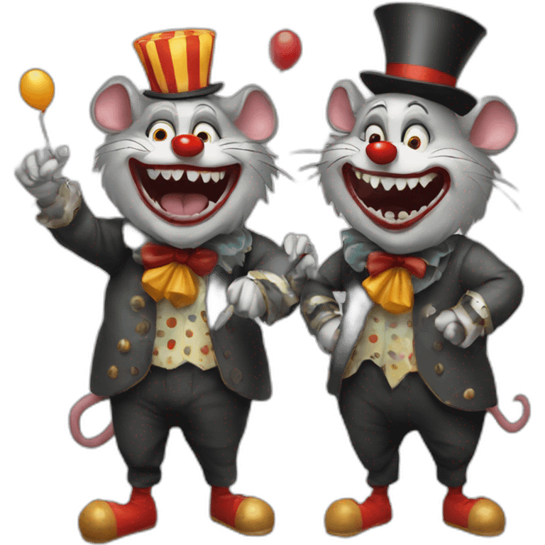 2 rats in the image of crazy clowns emoji