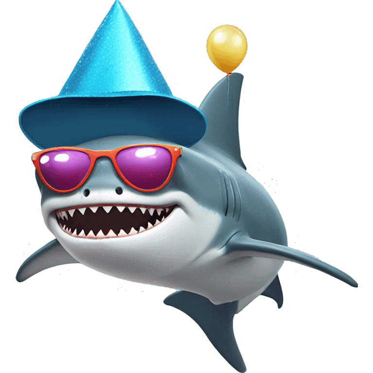 shark with glasses and a party hat emoji