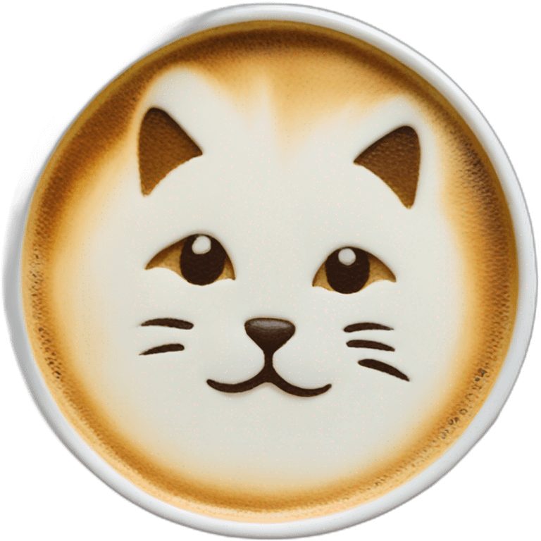 coffee cup latte art of cat face emoji