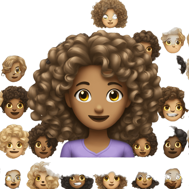 Girl with curly hair do nails  emoji