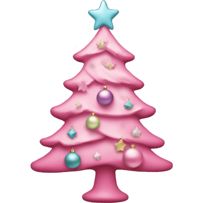 A pink Christmas tree with pastel ornaments  emoji