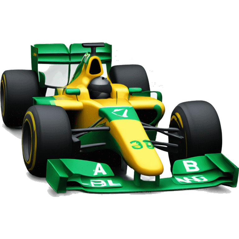 formula 1 car with the colors of the Brazil emoji