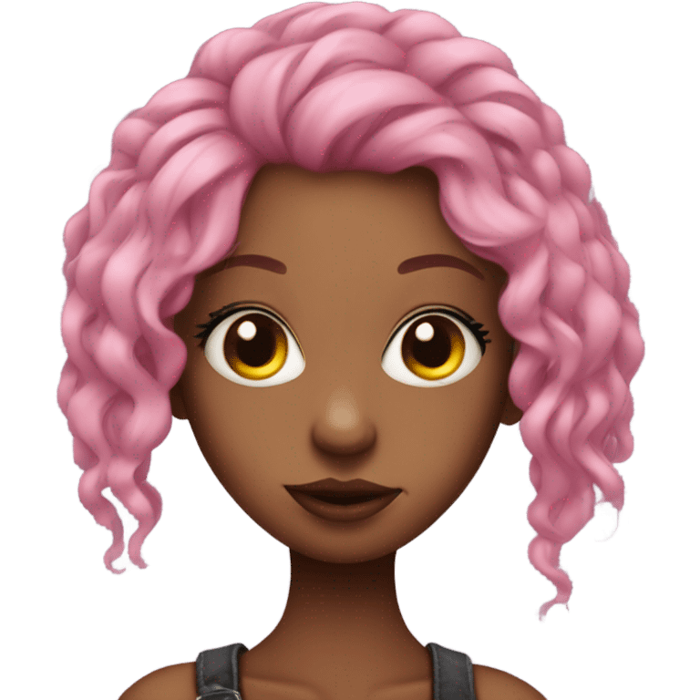 girl with pink hair, eyeliner and a septum ring emoji