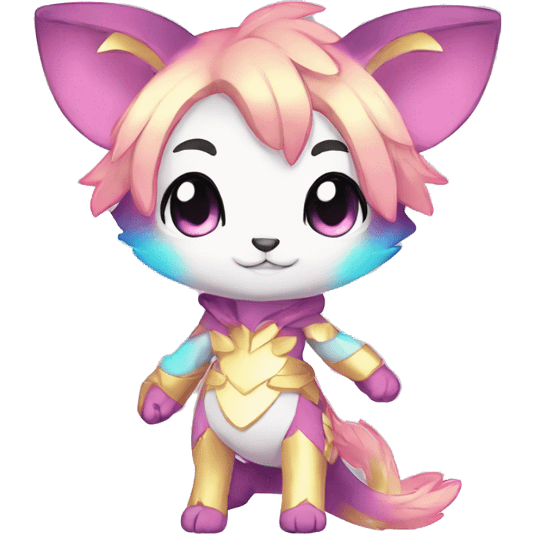 Cute Kawaii Chibi Anthro Sona Pretty Shiny Colorful Sparkly Fakemon Full Body emoji