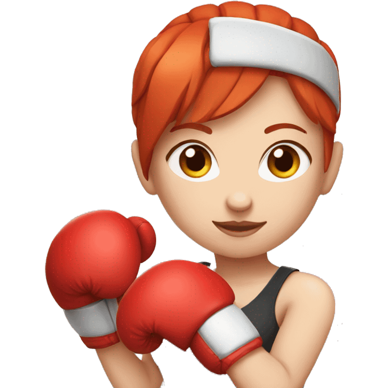 Boxing girl, red hair, white skin, red boxing gloves emoji