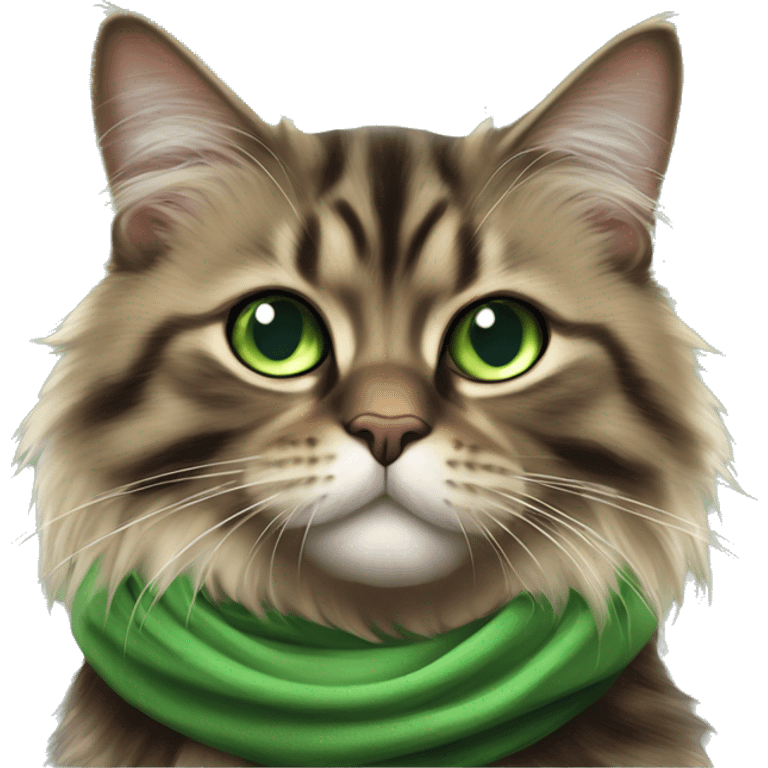 Brown and black striped Siberian cat with green eyes dressed as obi wan kenobi  emoji