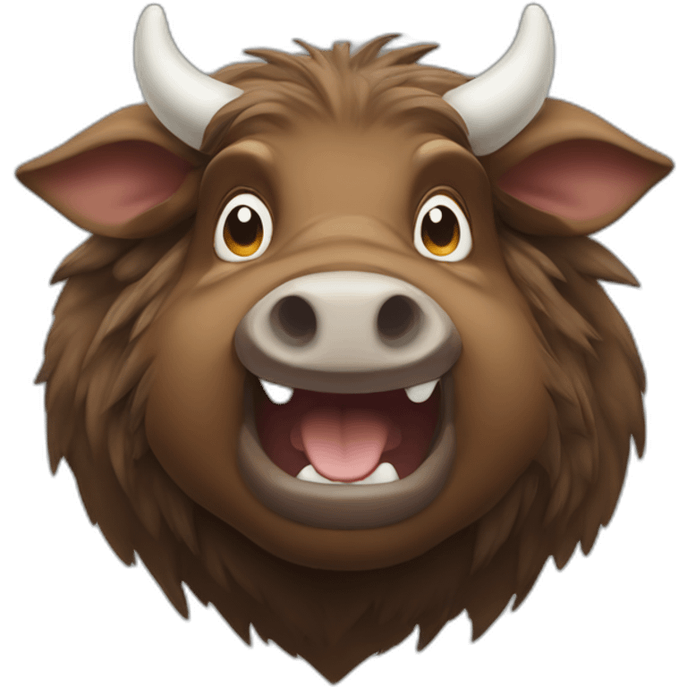 anthropomorphic brown boar with white tusks emoji