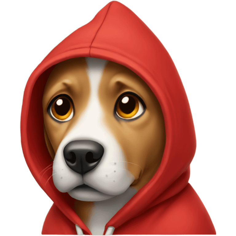 Dog wearing a red hoodie emoji