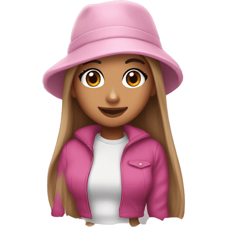 Ariana Grande wearing a pink hat emoji