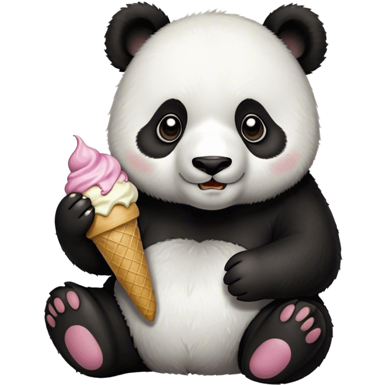 Panda eating ice cream emoji