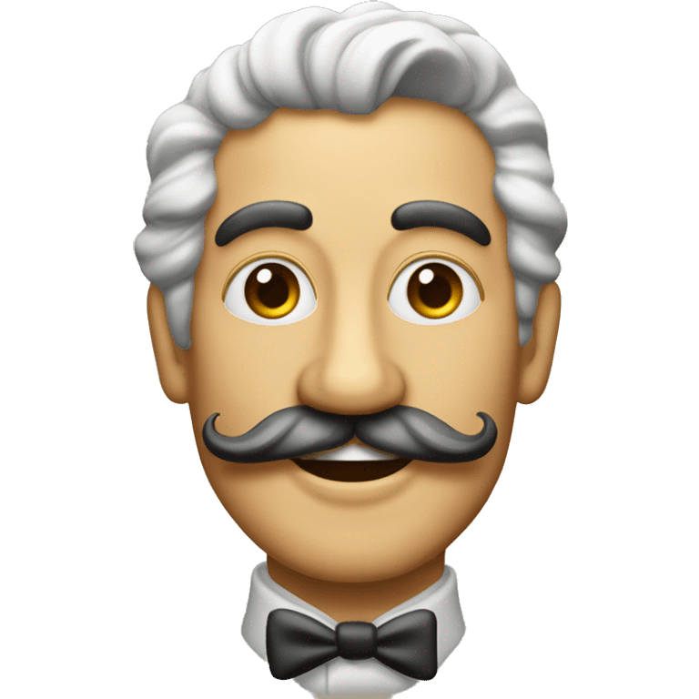 Hombre feliz pelo rodete y bigote estilo dali emoji