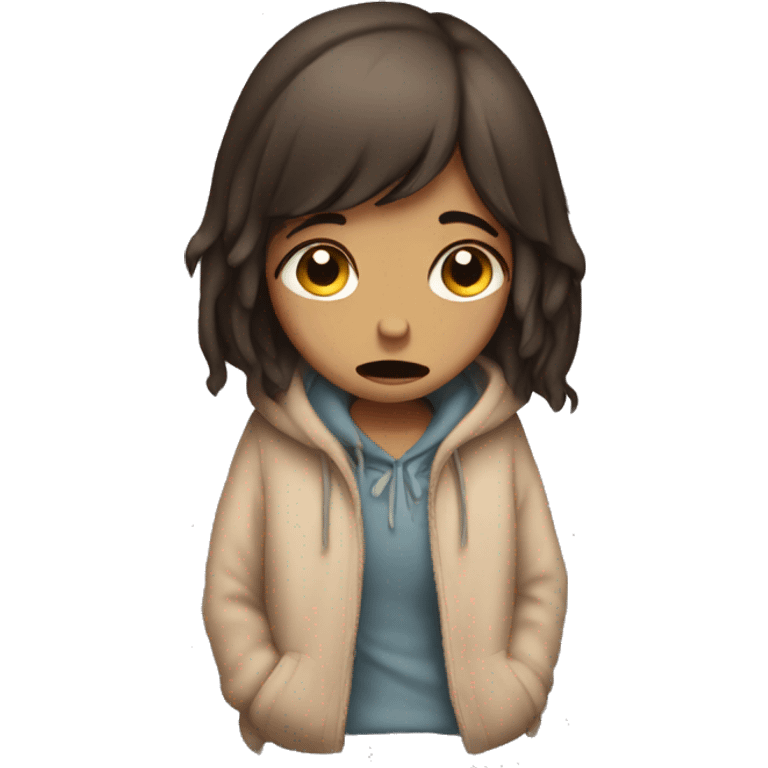 sad cozy girl crying full body  emoji