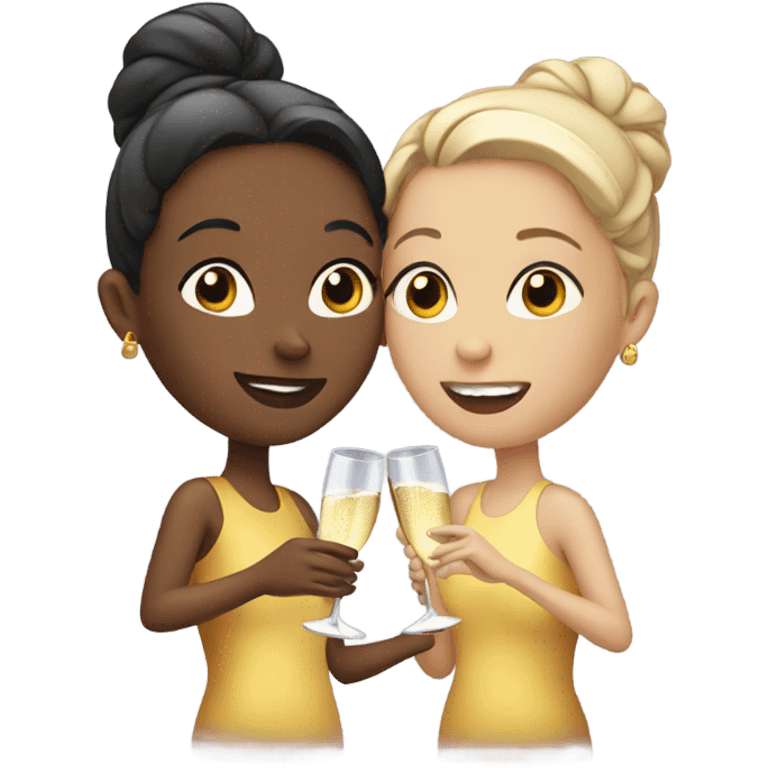 Two girls with champagne  emoji