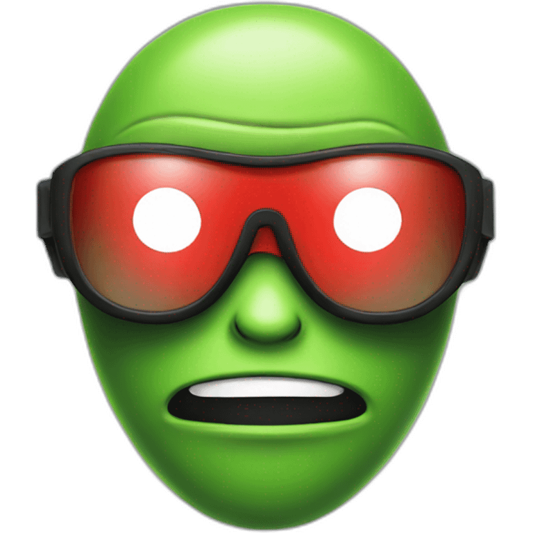 Green Alien ninja with red glasses emoji