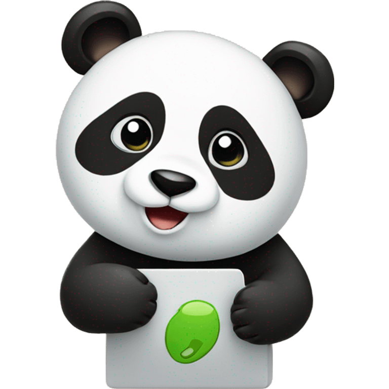 Cute panda chatting on phone  emoji