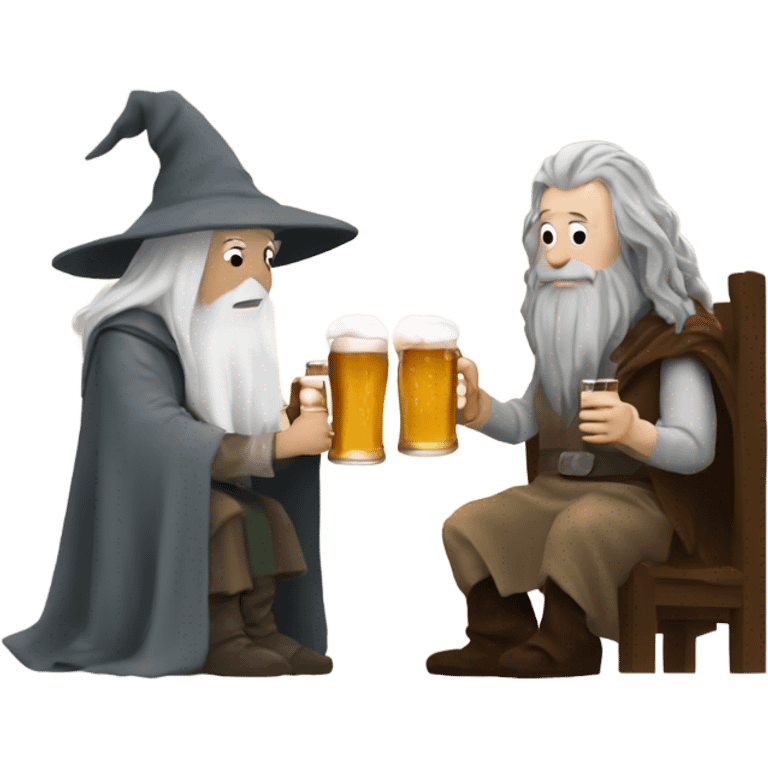 Gandalf and Sauron having a pint of beer together  emoji