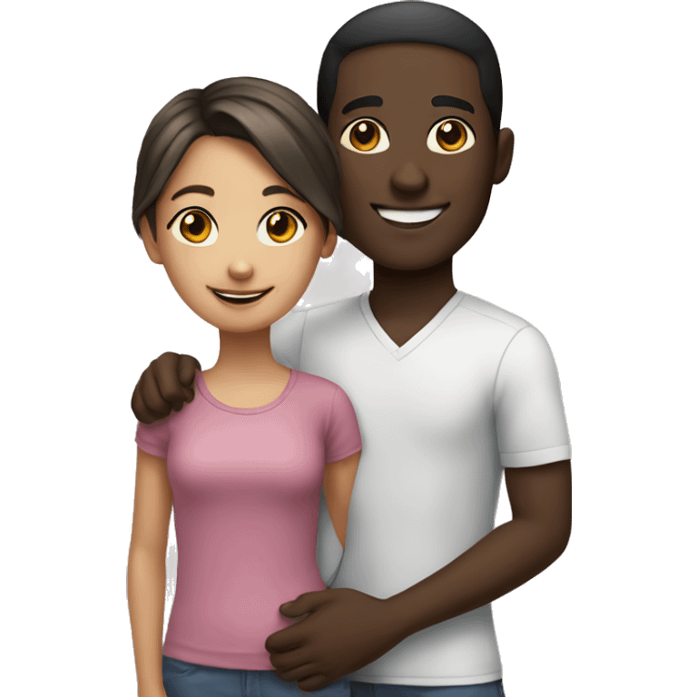 smiling girl with dark-skinned male emoji