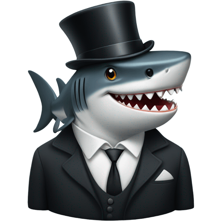 Shark with a top hat emoji