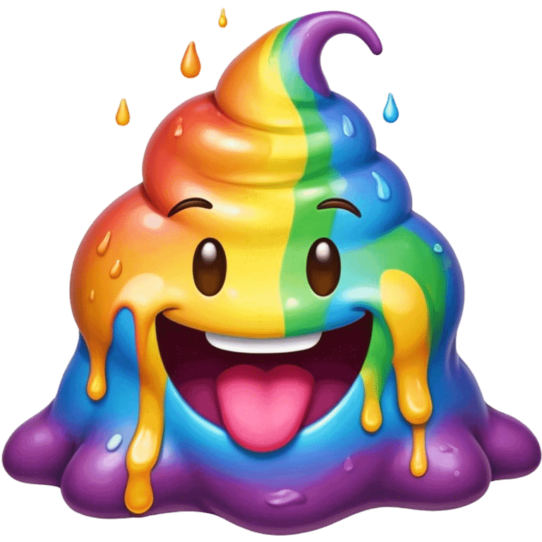 melted rainbow poop emoji monster emoji