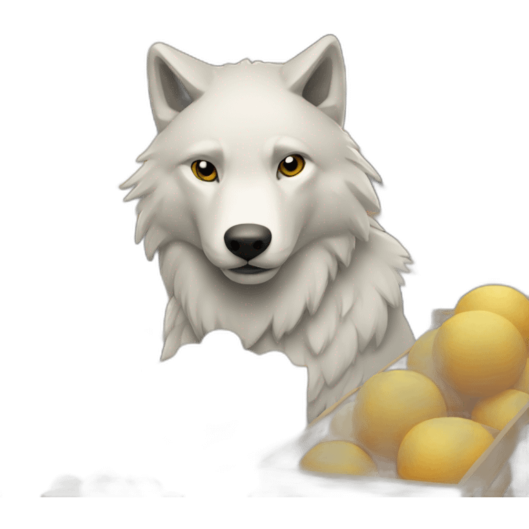 Wolf working in Wolt Market emoji